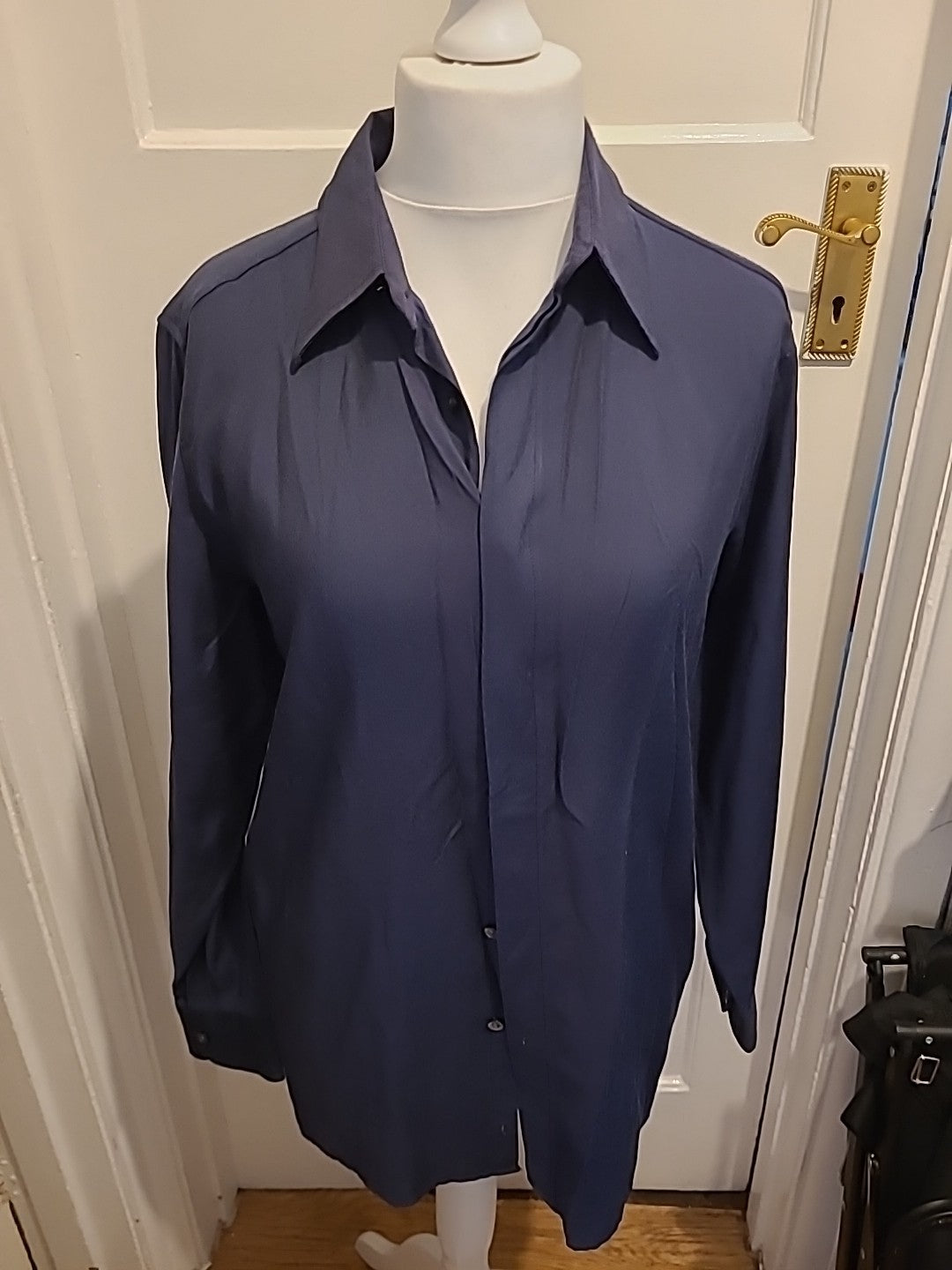 Mens BHS Size M Navy Long Sleeved Shirt