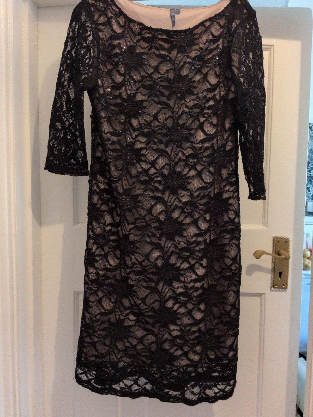 Evie 16 Black Lace Lined Long Sleeve Dress