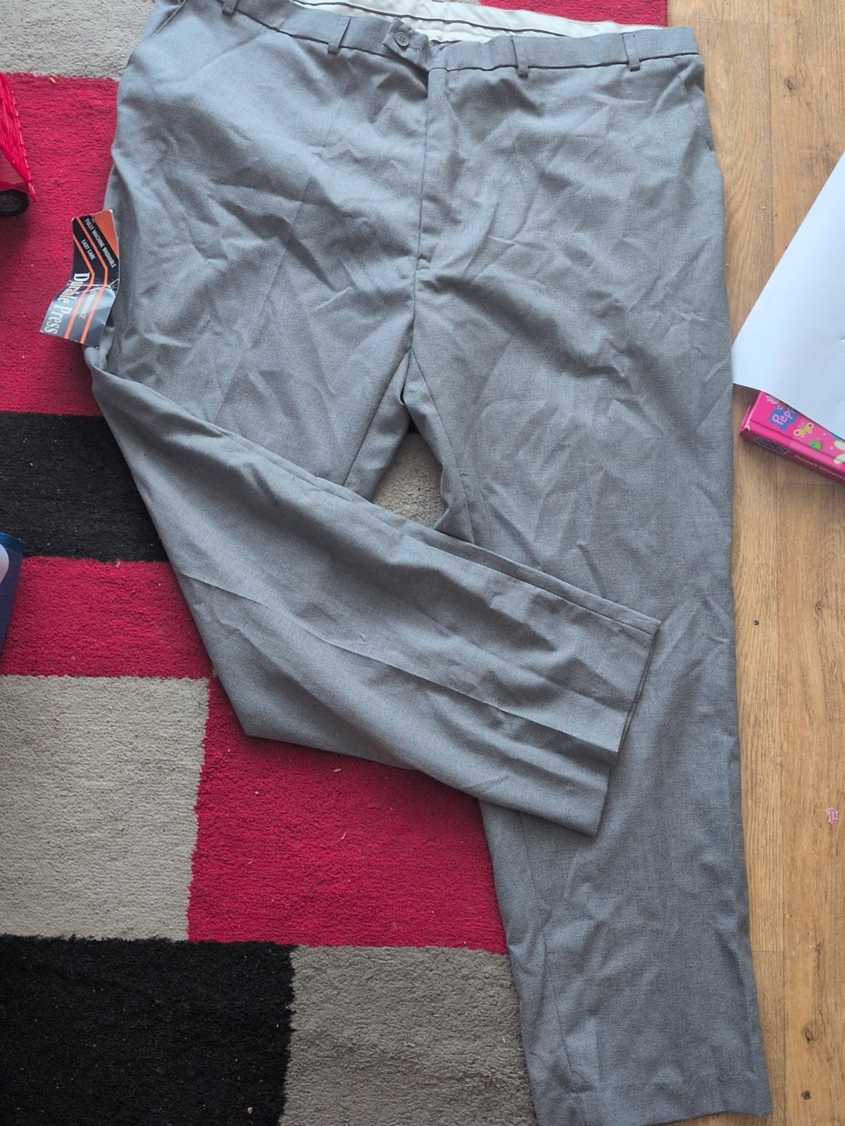 Mens Durable Press Size 48R 31" Inside Leg Grey Formal Trousers