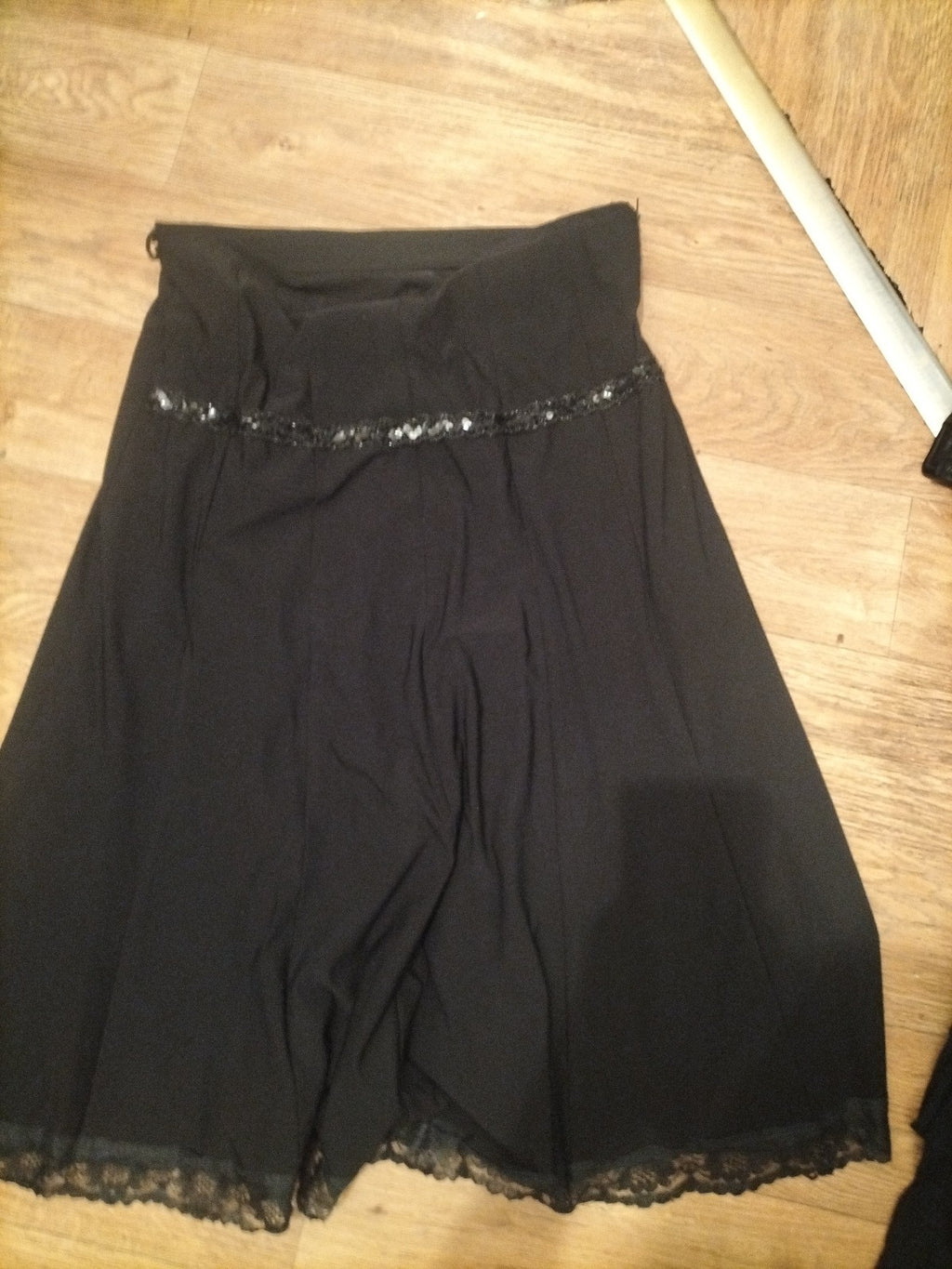 Ladies Eu 44 Black Lined Sequin Panel Skirt