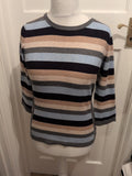 Cc Petite Small Mocha Blue Black Stripe Jumper