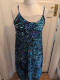 BHS 20 Blue Patterned Sleeveless Dress
