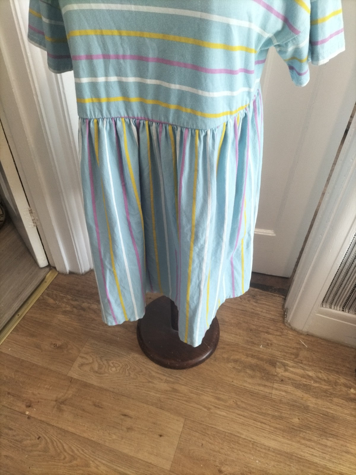 Ladies Asos Size 14 Blue Striped Short Sleeved Dress