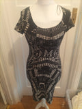 H+M Small White And Black Scoop Neck Short Sleeve Dress