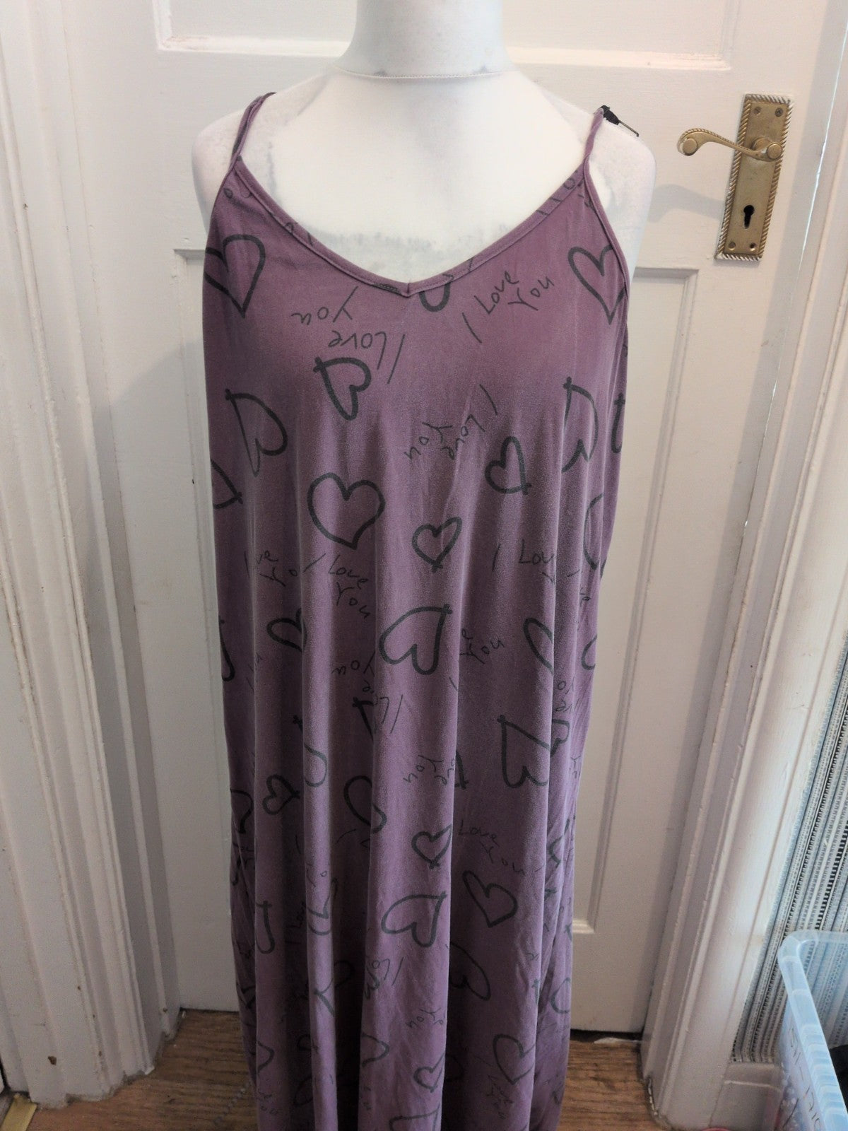 3XL Deep Purple And Black Hearts Sleeveless Dress