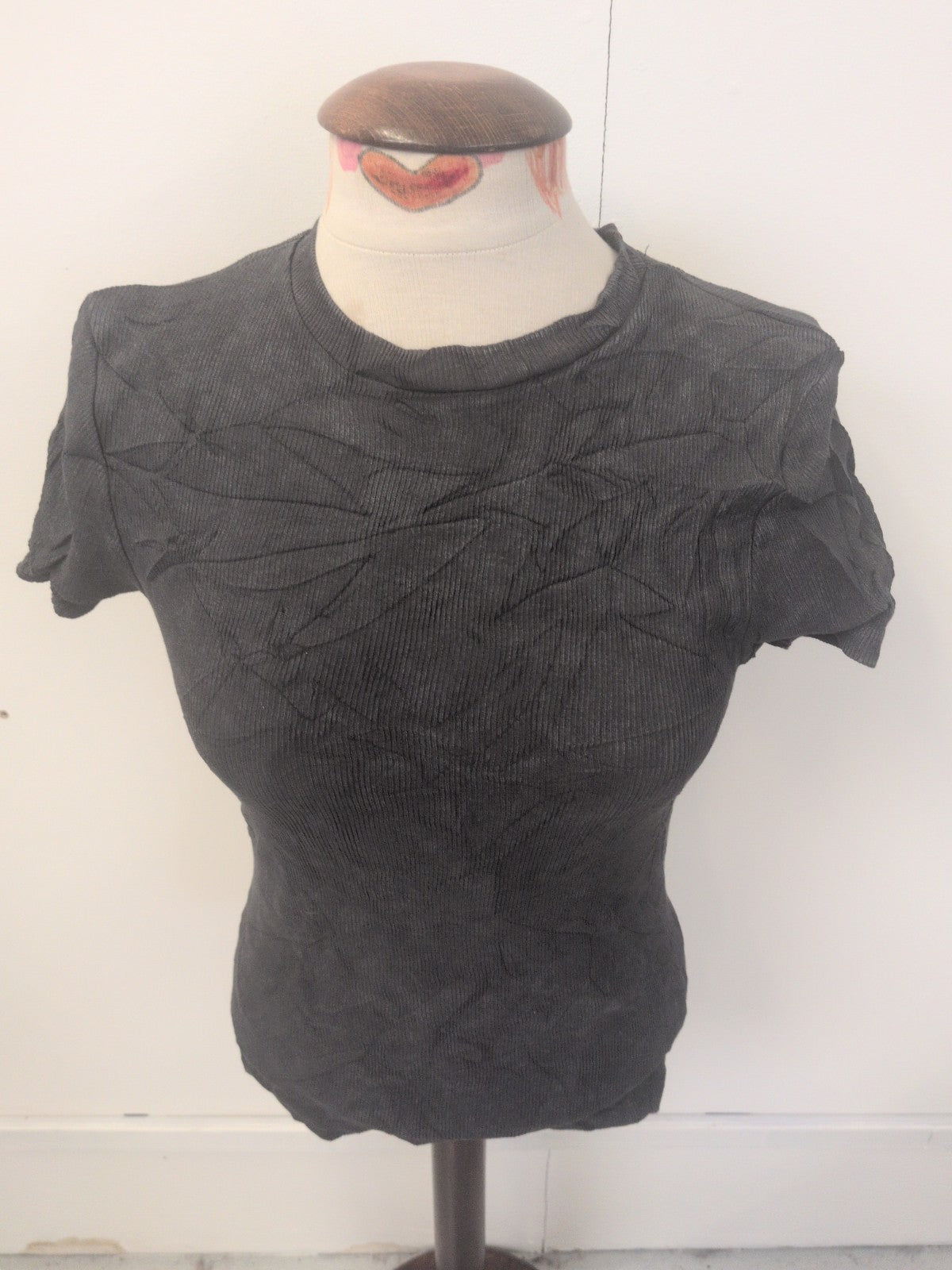 Ladies F&F Size Small Dark Grey Short Sleeve T-shirt