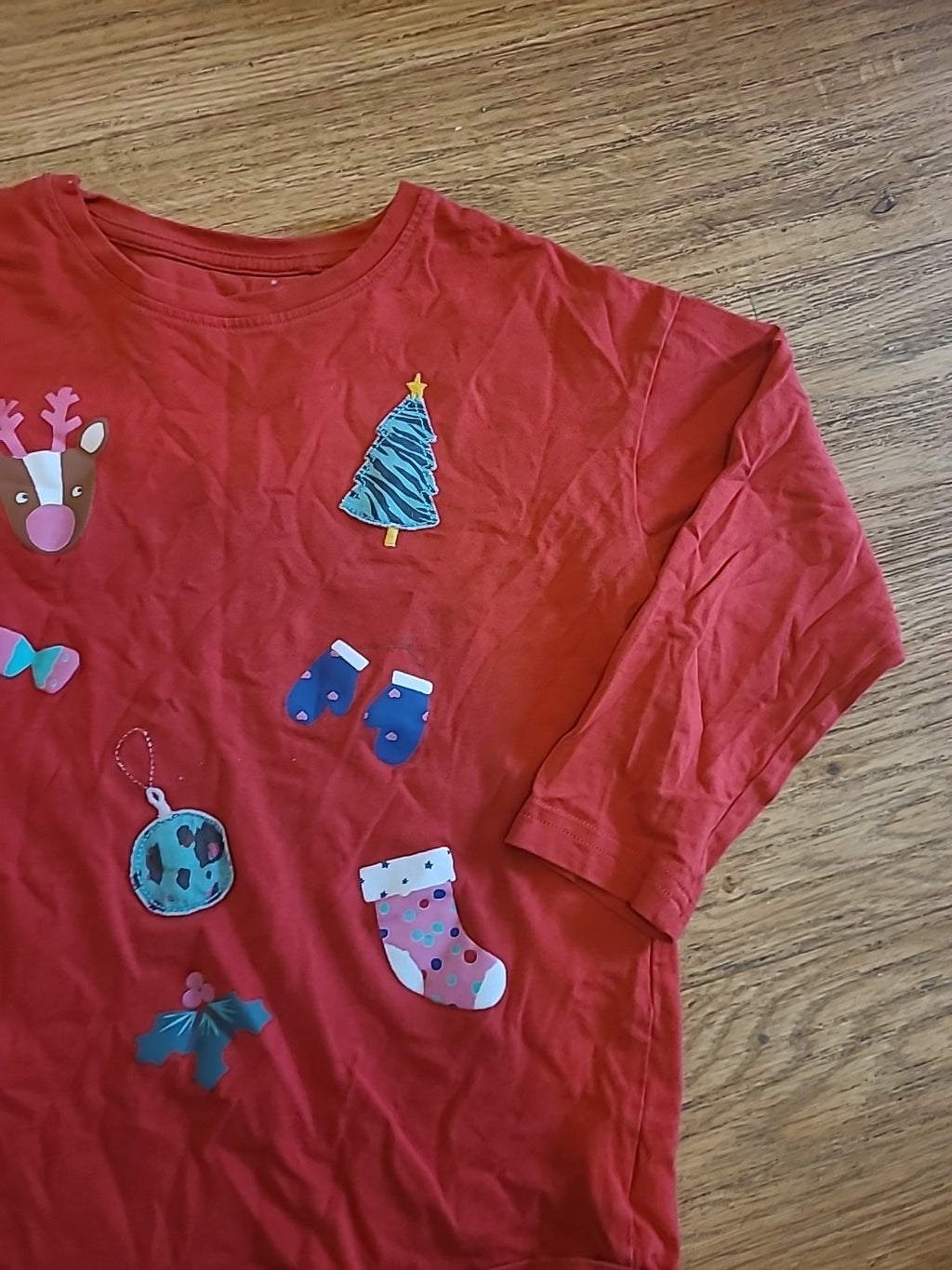 Unisex Next 7 Years Red Xmas Design Long Sleeved Pyjama Top