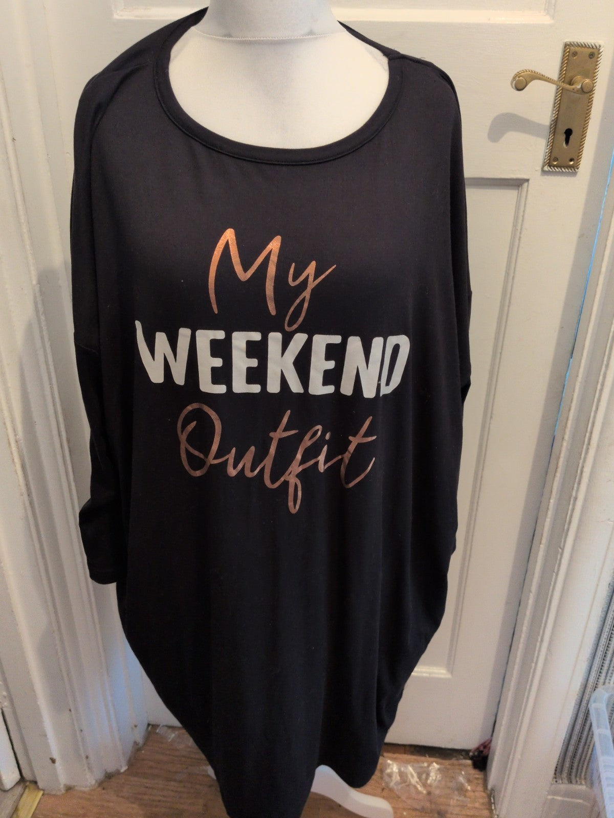 Peacocks One Size "Weekend Outfit" Black Half Sleeve Dress