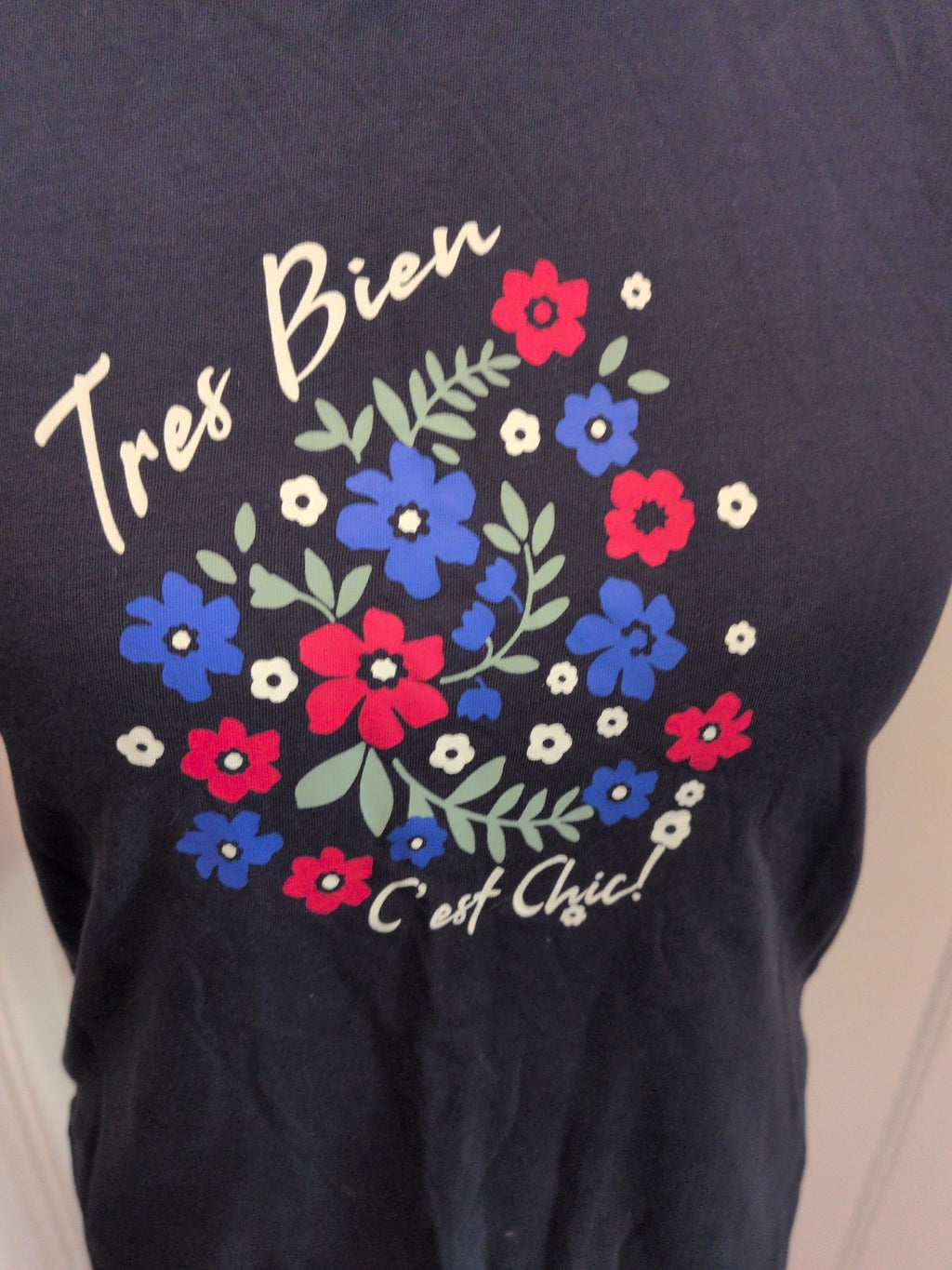 Tu 10 Navy Tres Bien Floral Short Sleeve T-shirt