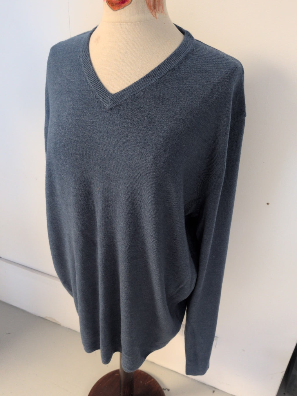 Marks And Spencer 2XL Navy V Neck Cashmilon Jumper Small Mark On Front