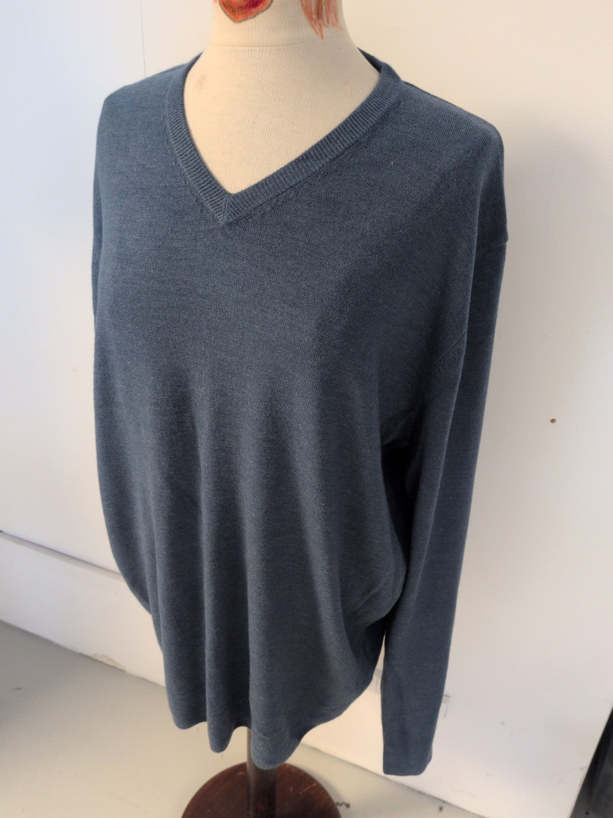 Marks And Spencer 2XL Navy V Neck Cashmilon Jumper Small Mark On Front