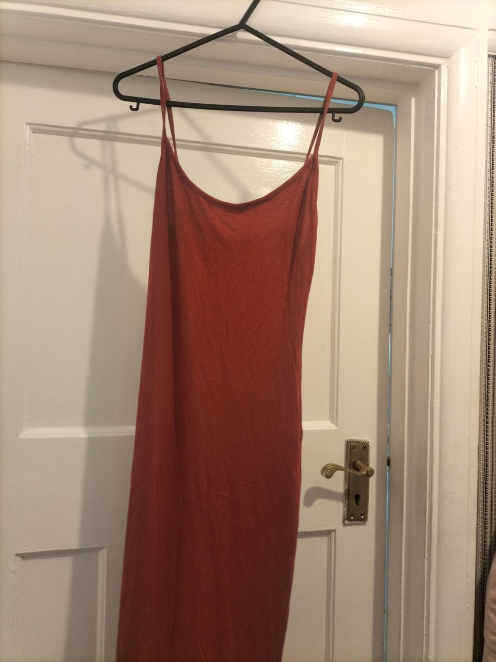 Ladies Boohoo Size 6 Browny Orange Sleeveless Pencil Dress
