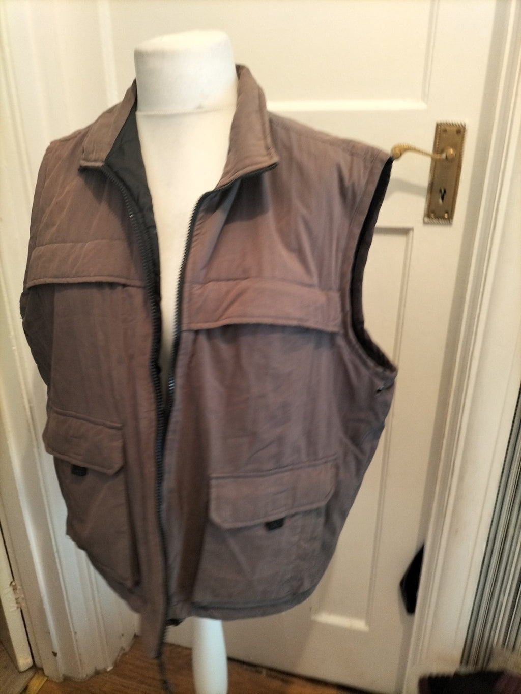 Espace Large Brown Grey Lined Full Zip Jacket