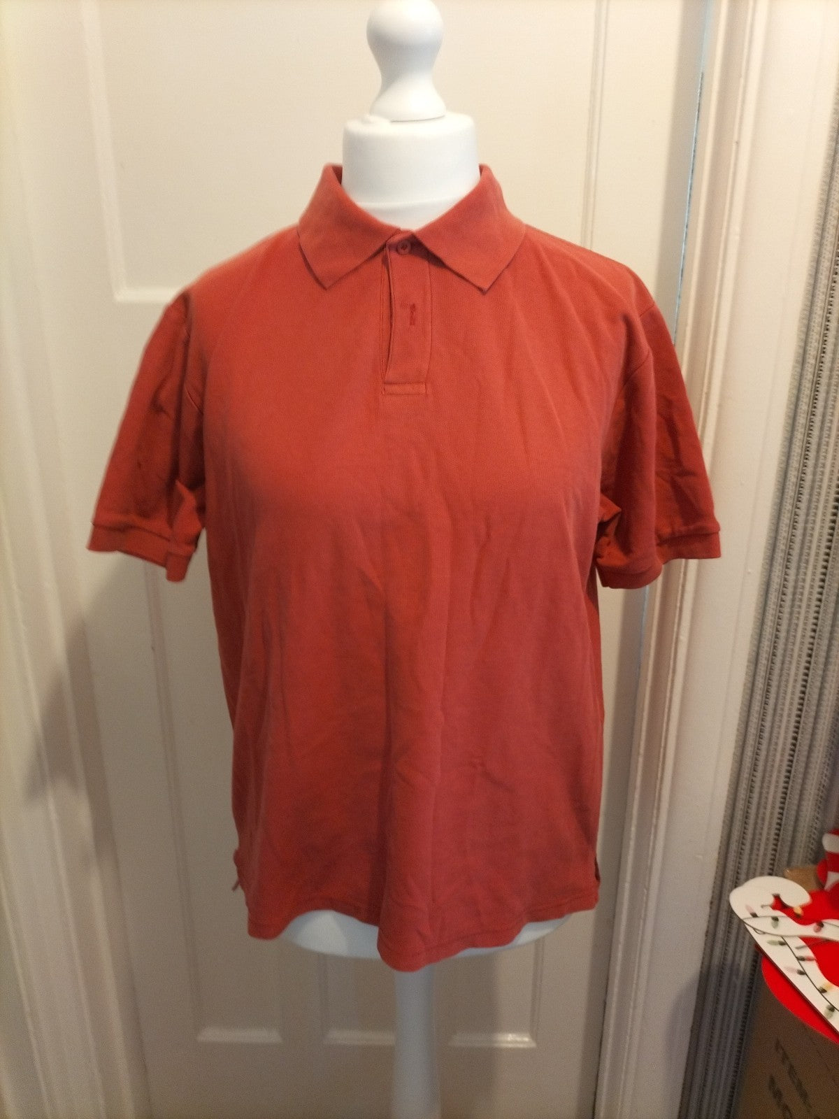 Mens Tout Size Large Rust Short Sleeved Polo