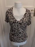 Tu 12 Beige Black Floral V Neck Blouse