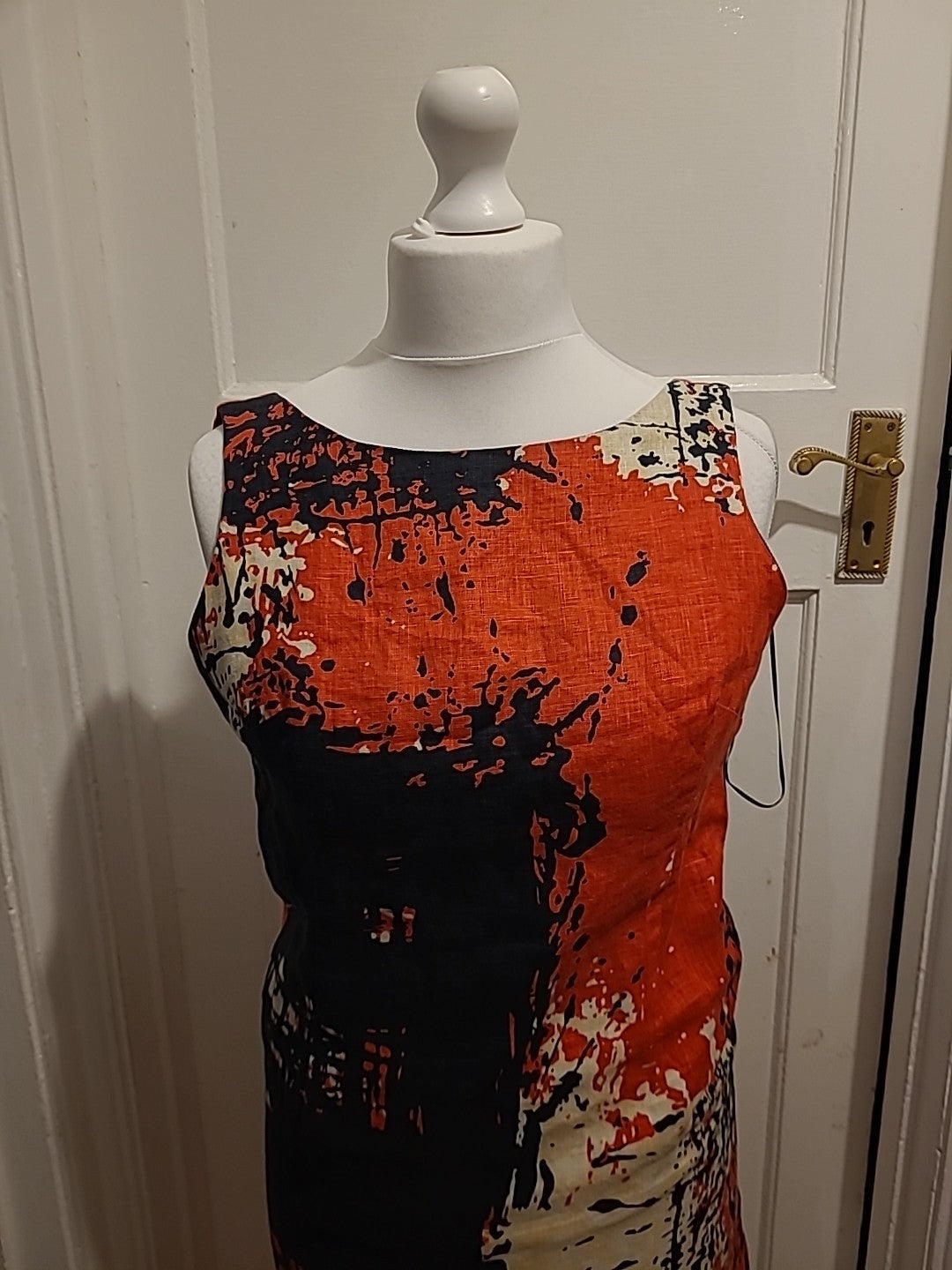 Ladies Minuet Petite Size 10 Red/Blsck/White Sleeveless Lined Dress