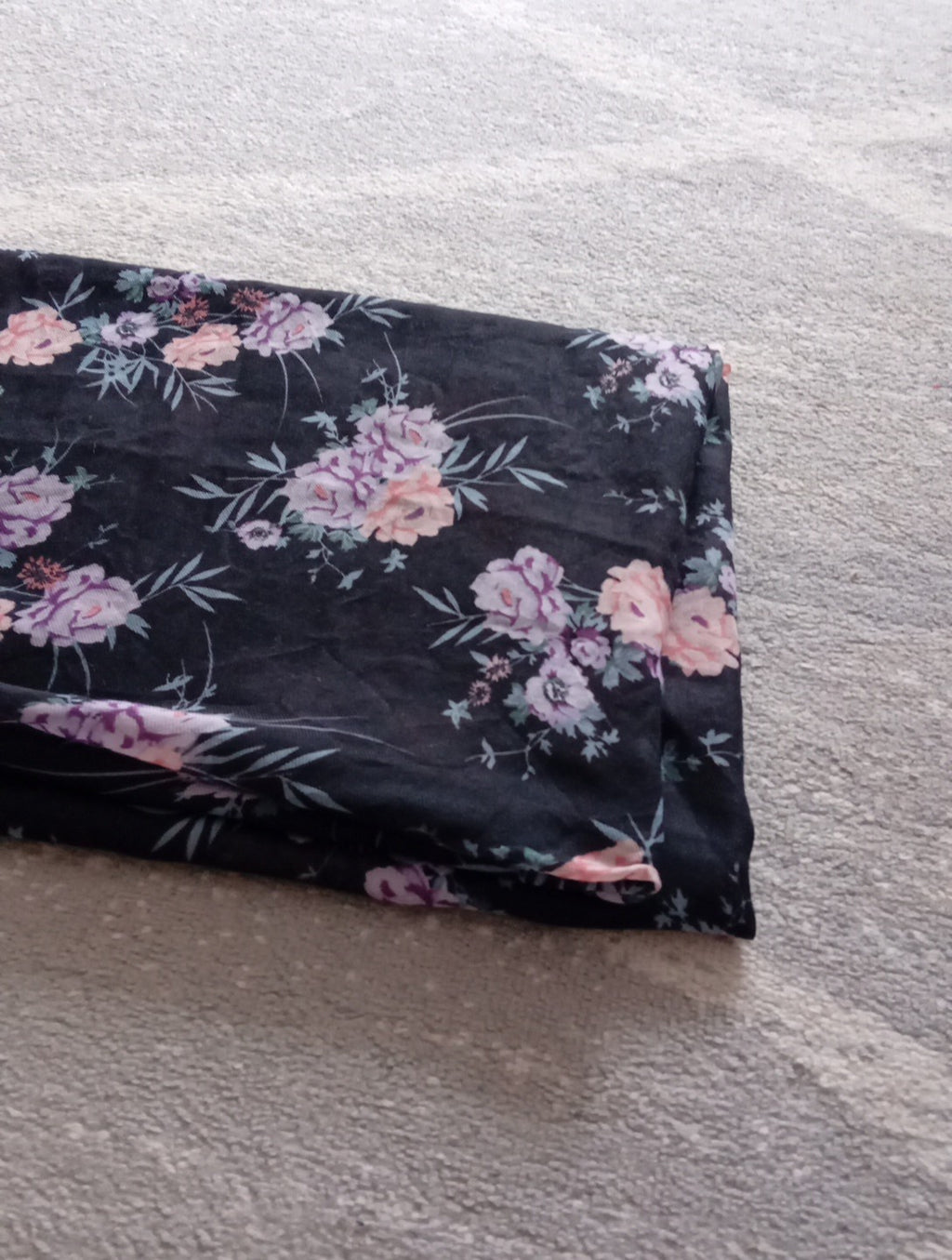 Ladies Black Floral Large Scarf