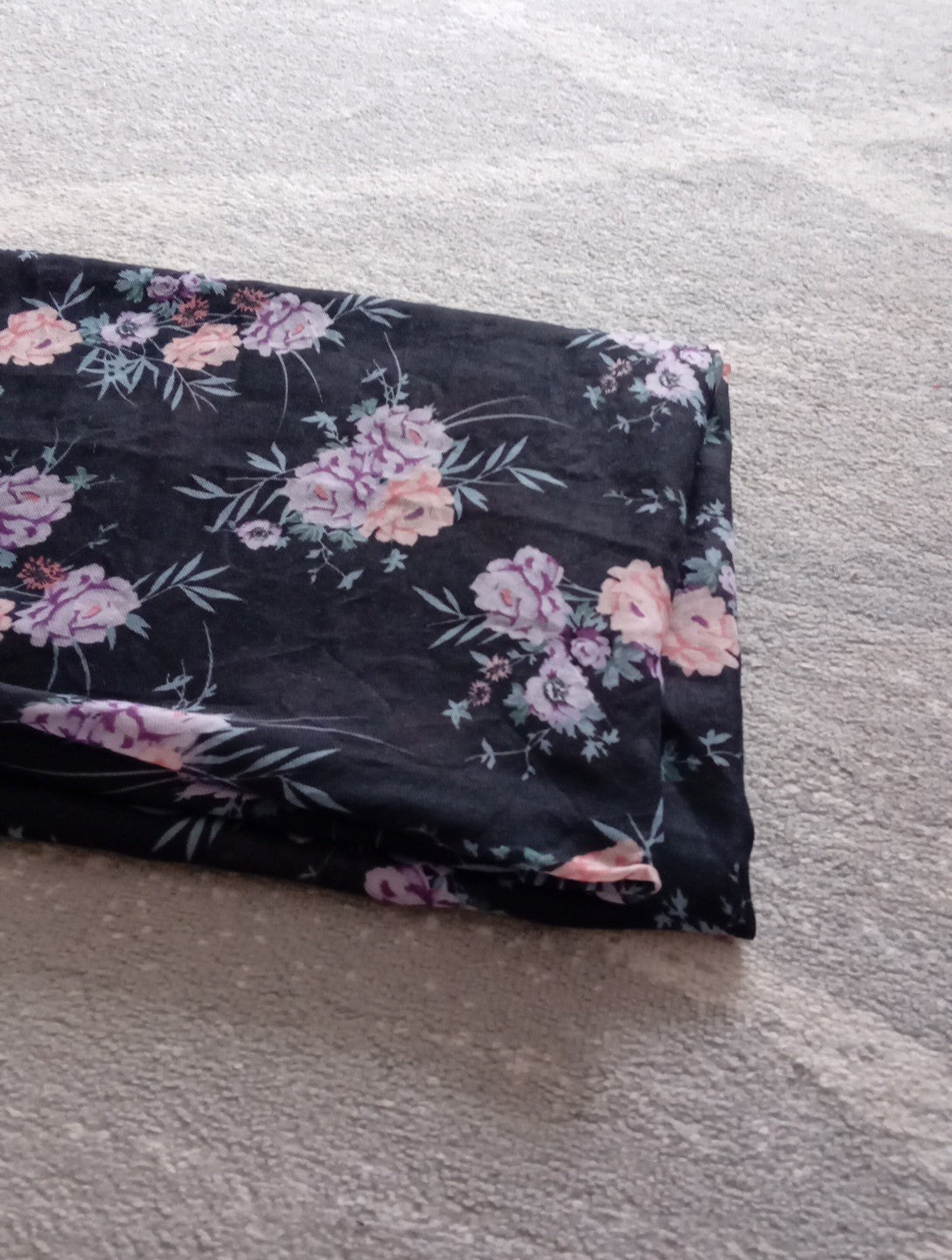 Ladies Black Floral Large Scarf