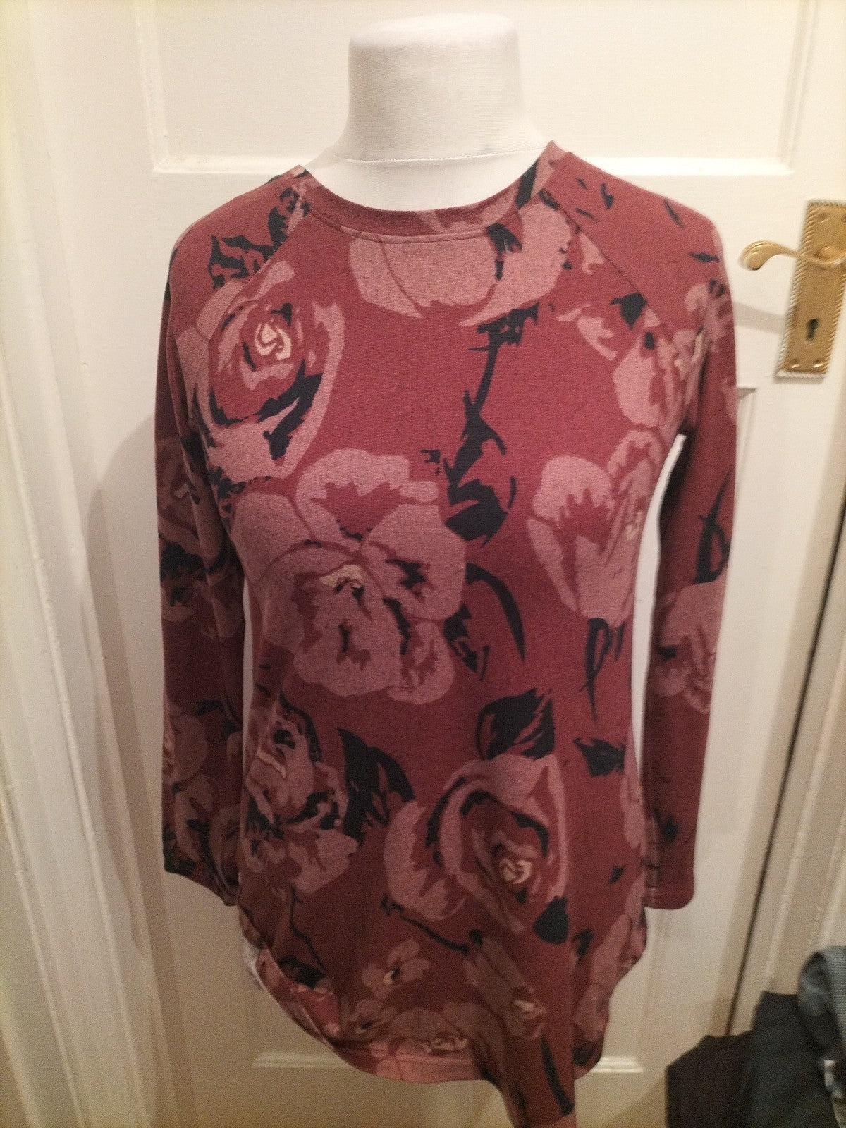Ladies Marks And Spencer Size 10 Pink/Purple Long Sleeve Floral Dress
