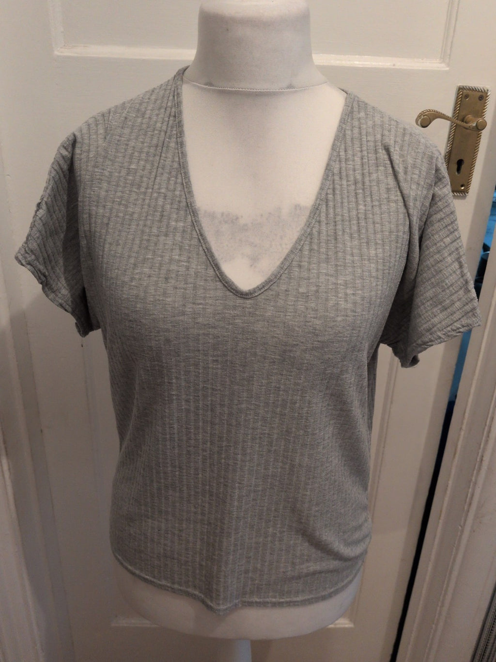 Misguided 10 Grey Short Sleeve Brush Rib T-shirt