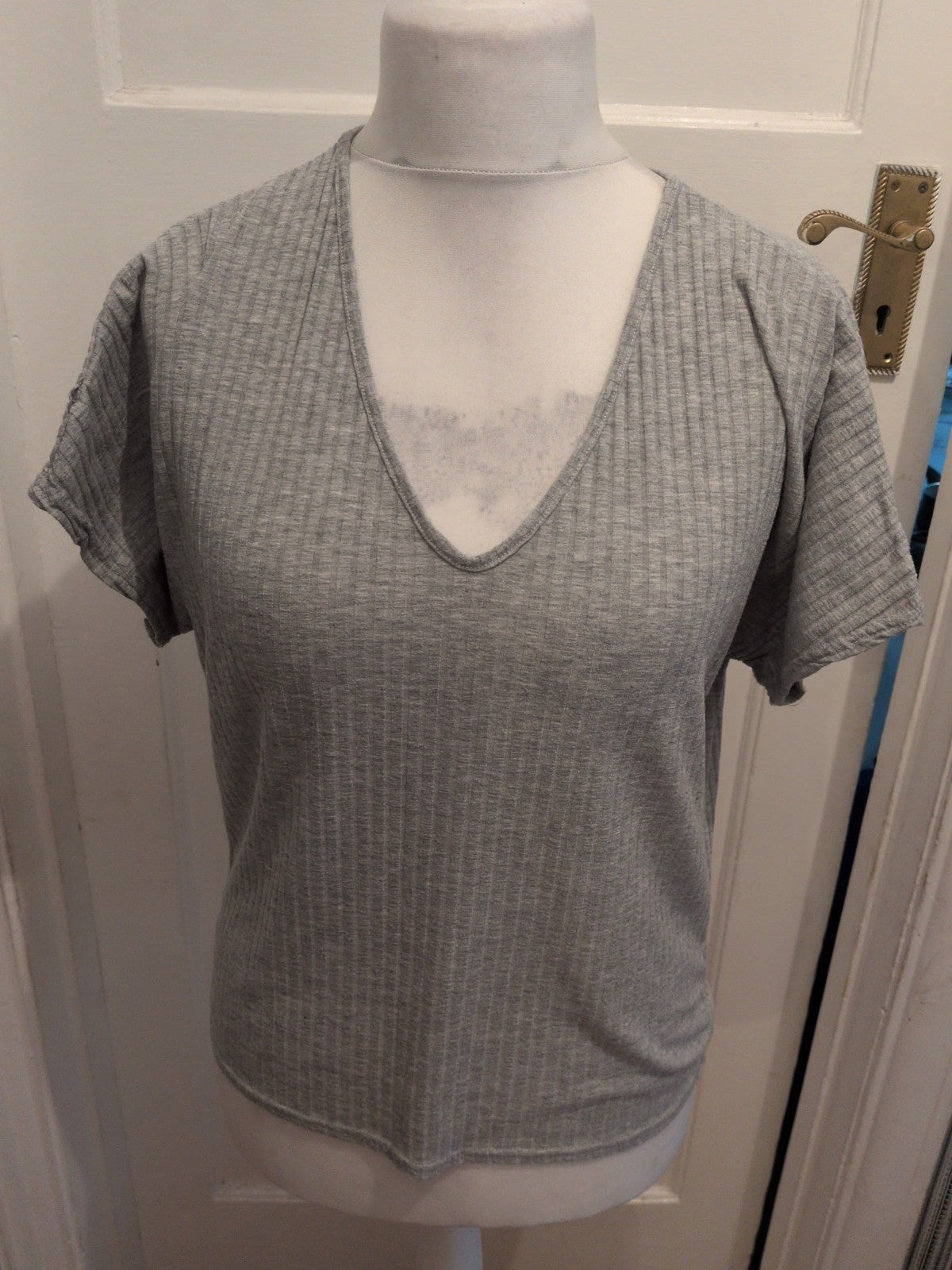 Misguided 10 Grey Short Sleeve Brush Rib T-shirt