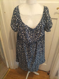 Ladies Shein Curve 3XL Black Floral Shirt Sleeve Dress
