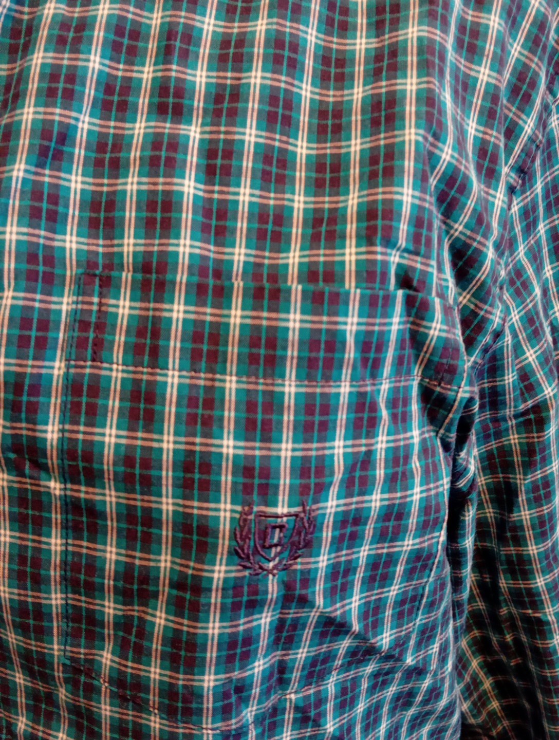 Mens Chaps Size Medium Turquoise Check Easy Care Long Sleeved Shirt