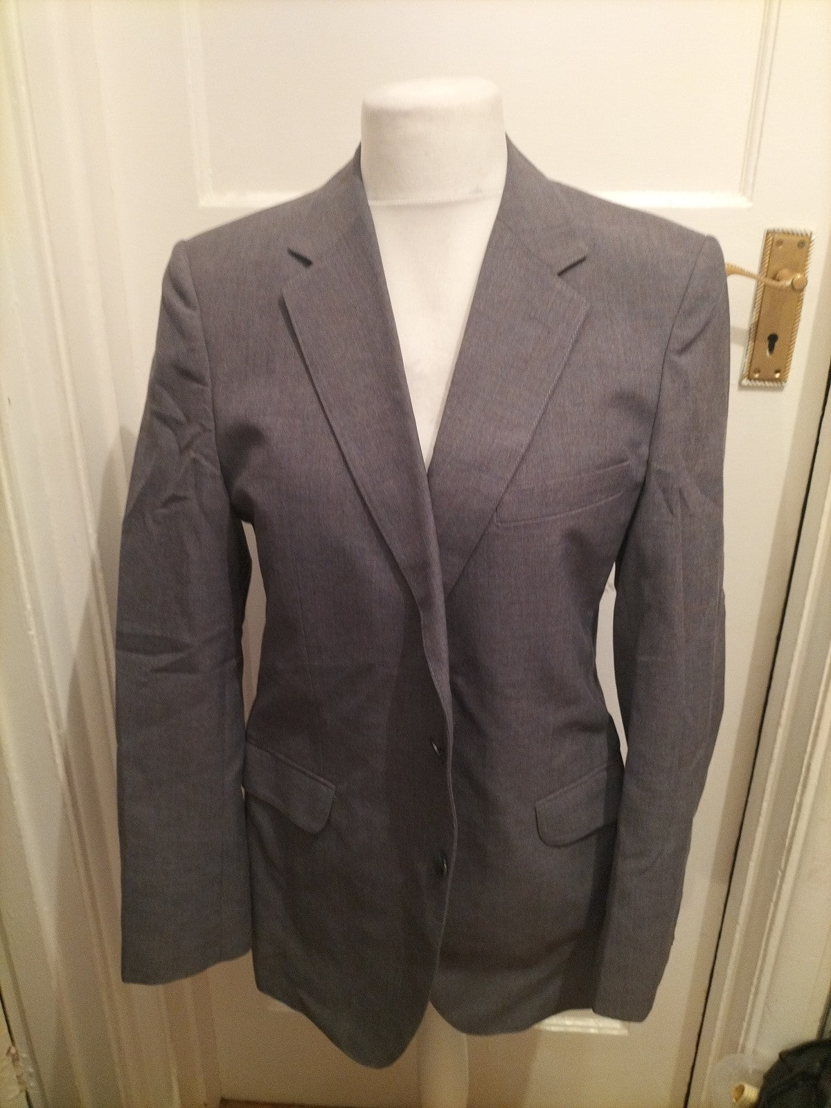 Mens St Michael Size 39-40 Long Grey Blazer Suit Jacket