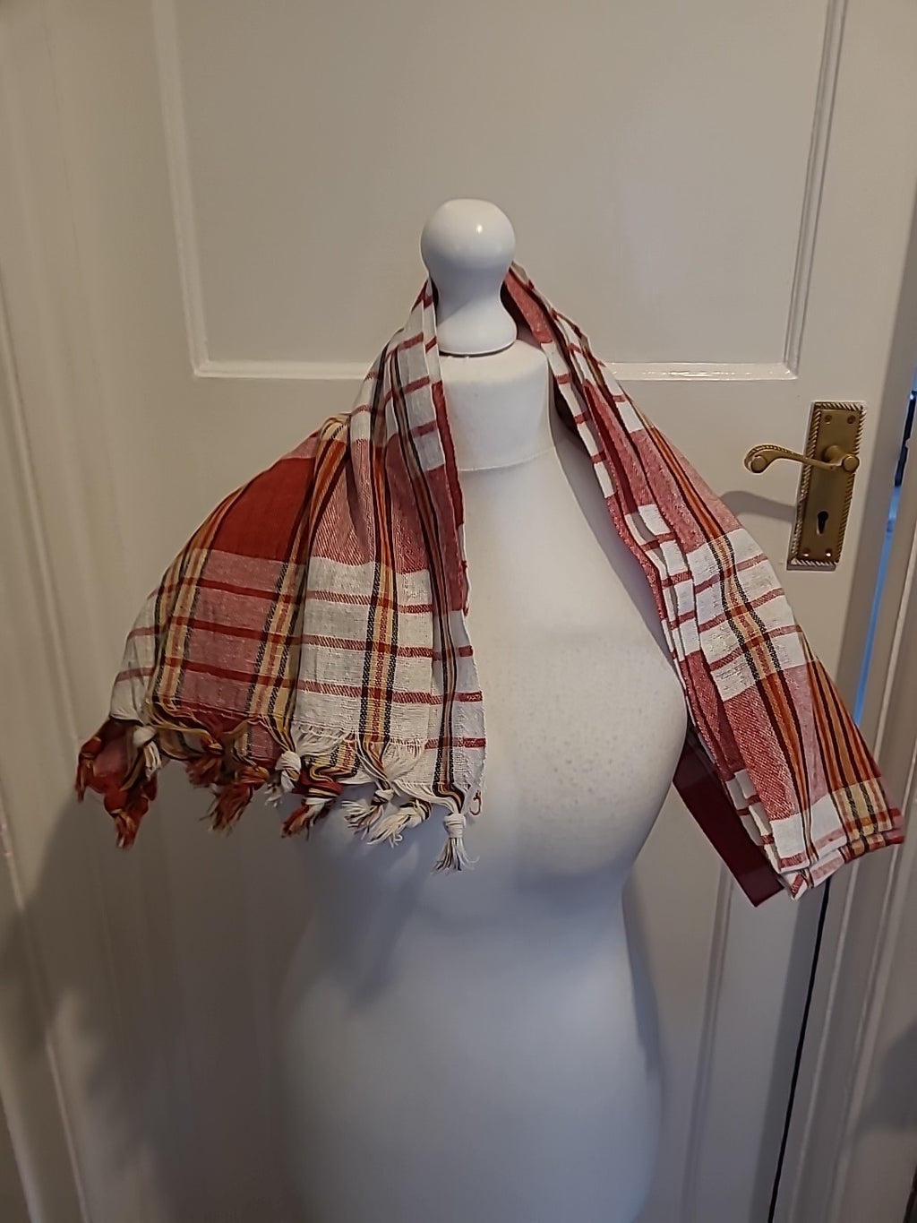 Ladies Red Check Scarf