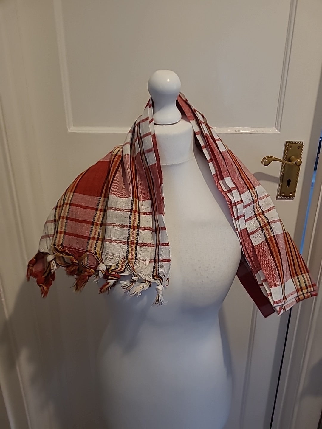 Ladies Red Check Scarf