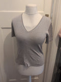 Debenhams 14 Silver Short Sleeved Blouse Stain On Front