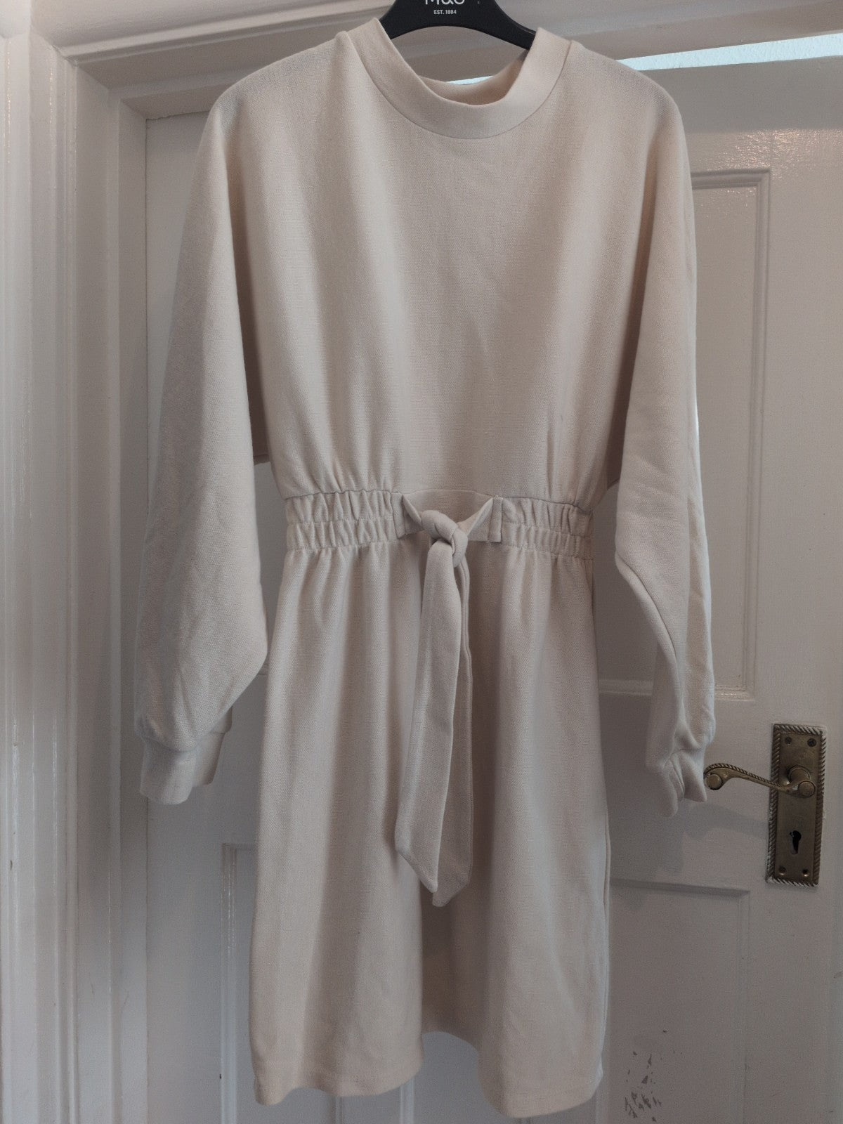 Primark 10 Cream Fit And Flare Long Sleeve Dress