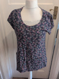 Ladies Mistral Size 14 Navy Flower Short Sleeve Blouse