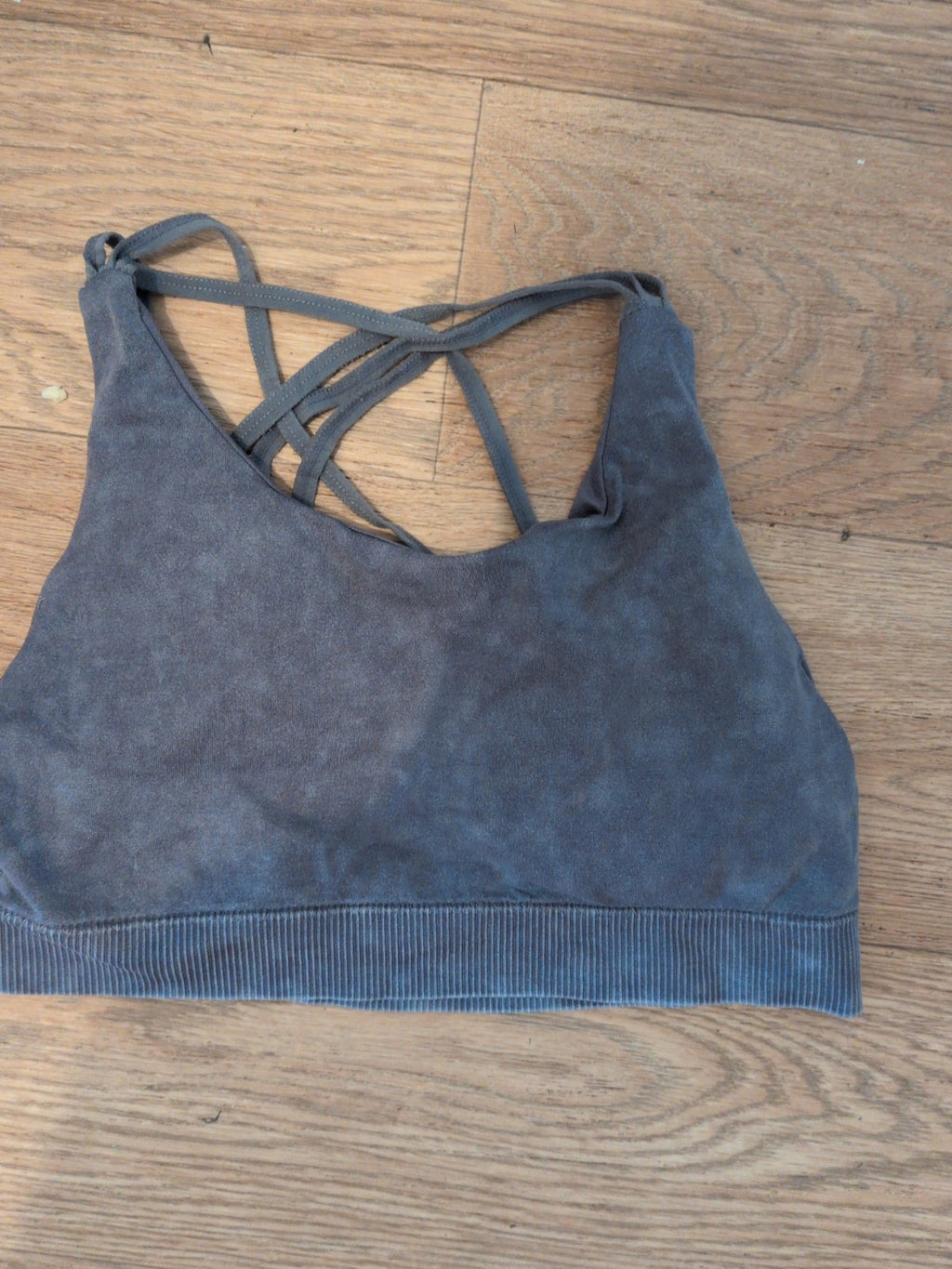 Workout Medium Grey Strappy Sports Bra Slight Padding