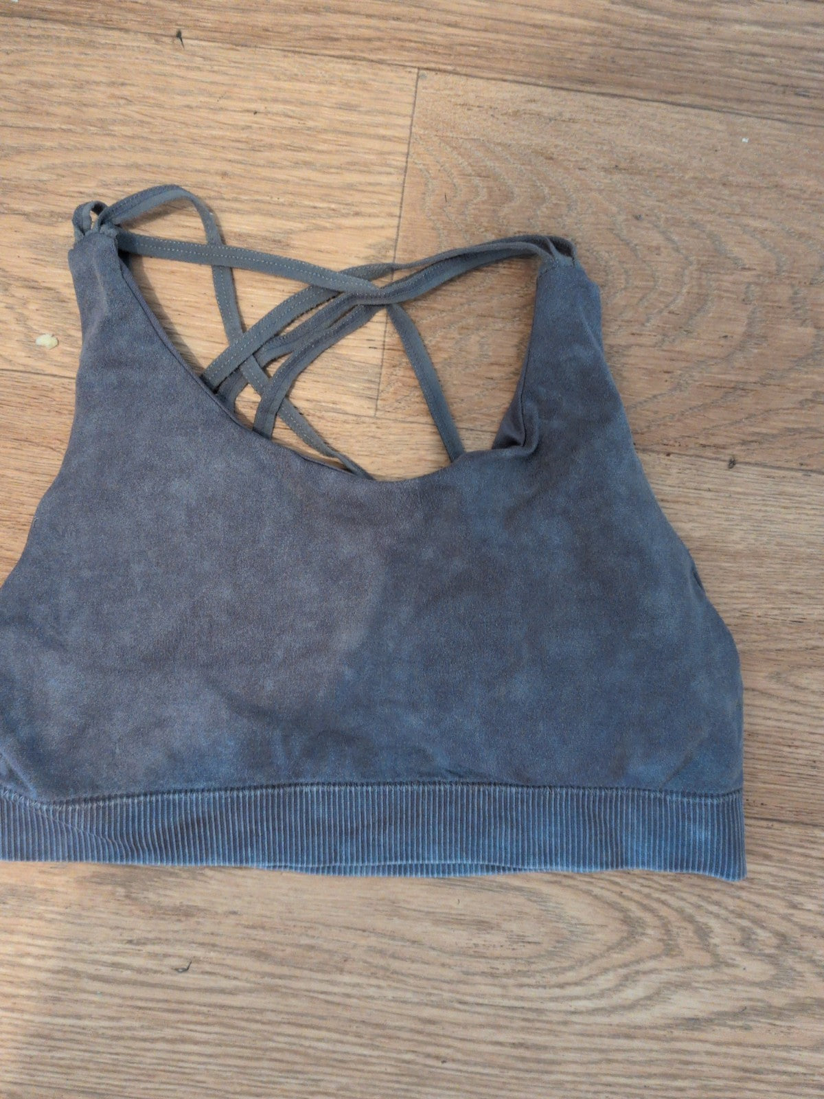 Workout Medium Grey Strappy Sports Bra Slight Padding