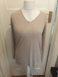 Ladies Peacocks Size 12 Pale Brown/Beige Long Sleeved Blouse