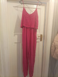 Ladies Primark Size 8 Hot Pink Sleeveless Jumpsuit