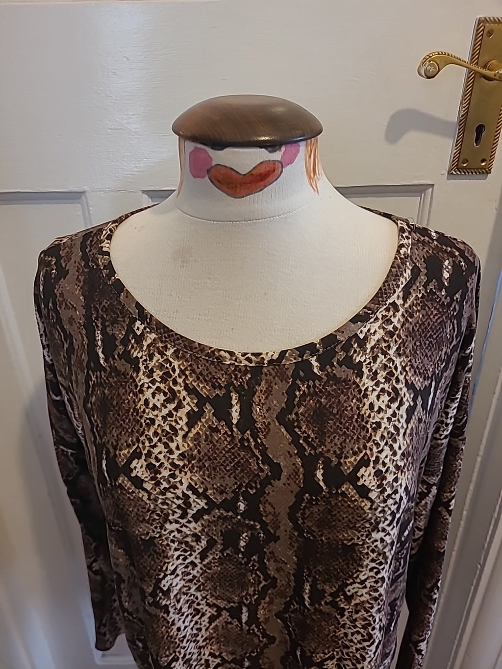 Ladies Beloved Medium Brown Beige Long Sleeved Tshirt