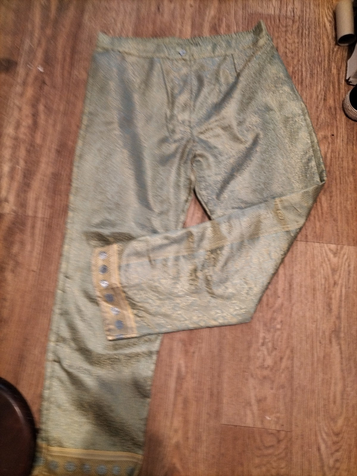 Ladies Size XL Elasticated Semi See Through Gold Trousers