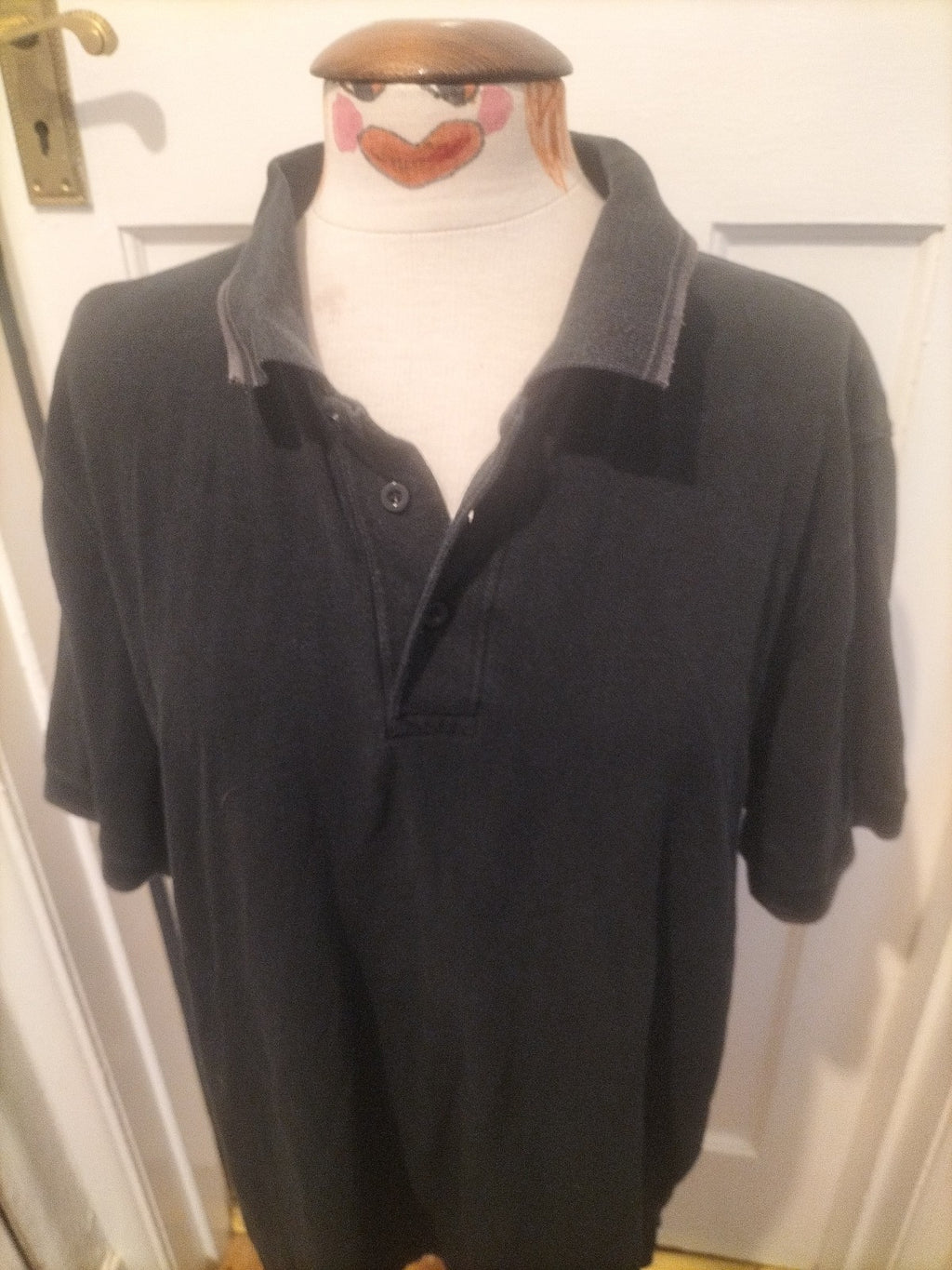 Mens Bhs Size Large Dark Navy Short Sleeved Polo Shirt