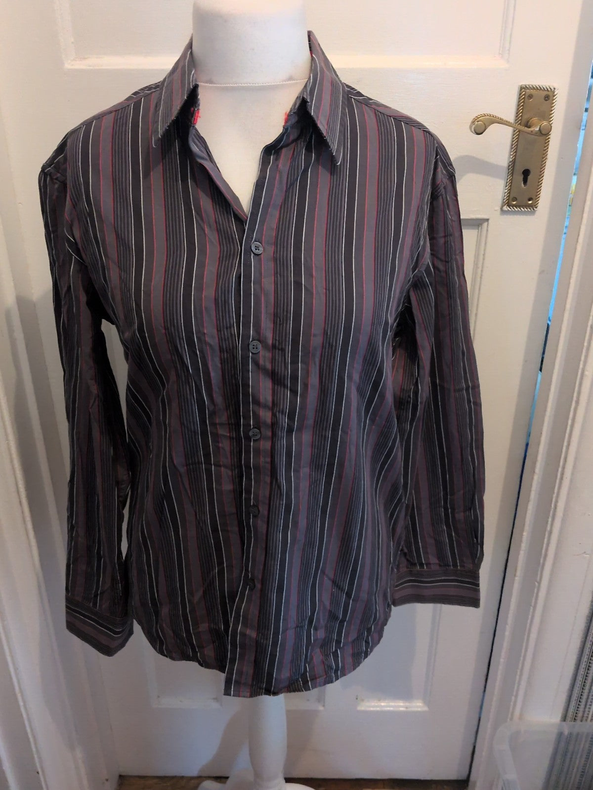 Autograph Medium Purple Grey And Black Stripe Long Sleeve Shirt