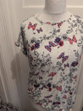 George 22 White Purple And Pink Butterfly Short Sleeve Blouse