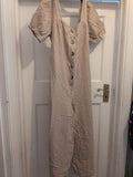 F&F 14 Beige Short Sleeve Buttoned Jumpsuit