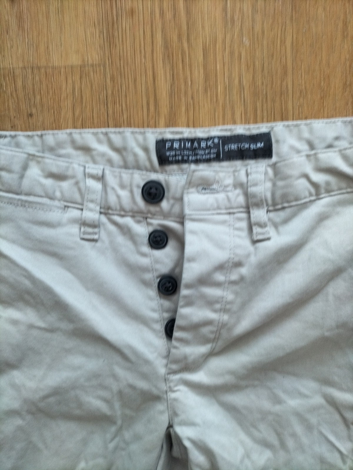 Mens Primark Size 28/32 Stone Stretch Slim Chino