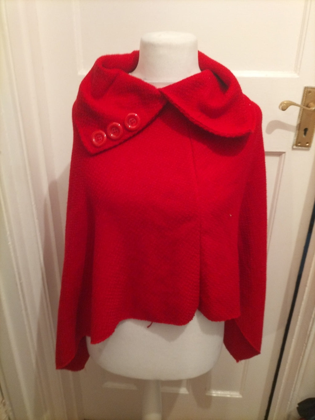 Large Red Collared Poncho