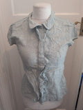 Boden 12 Pale Blue Collared Blouse Short Sleeve