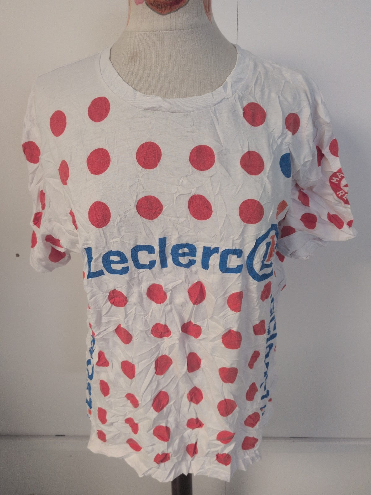 Ladies Large White With Orange Spot Short Sleeve T-shirt