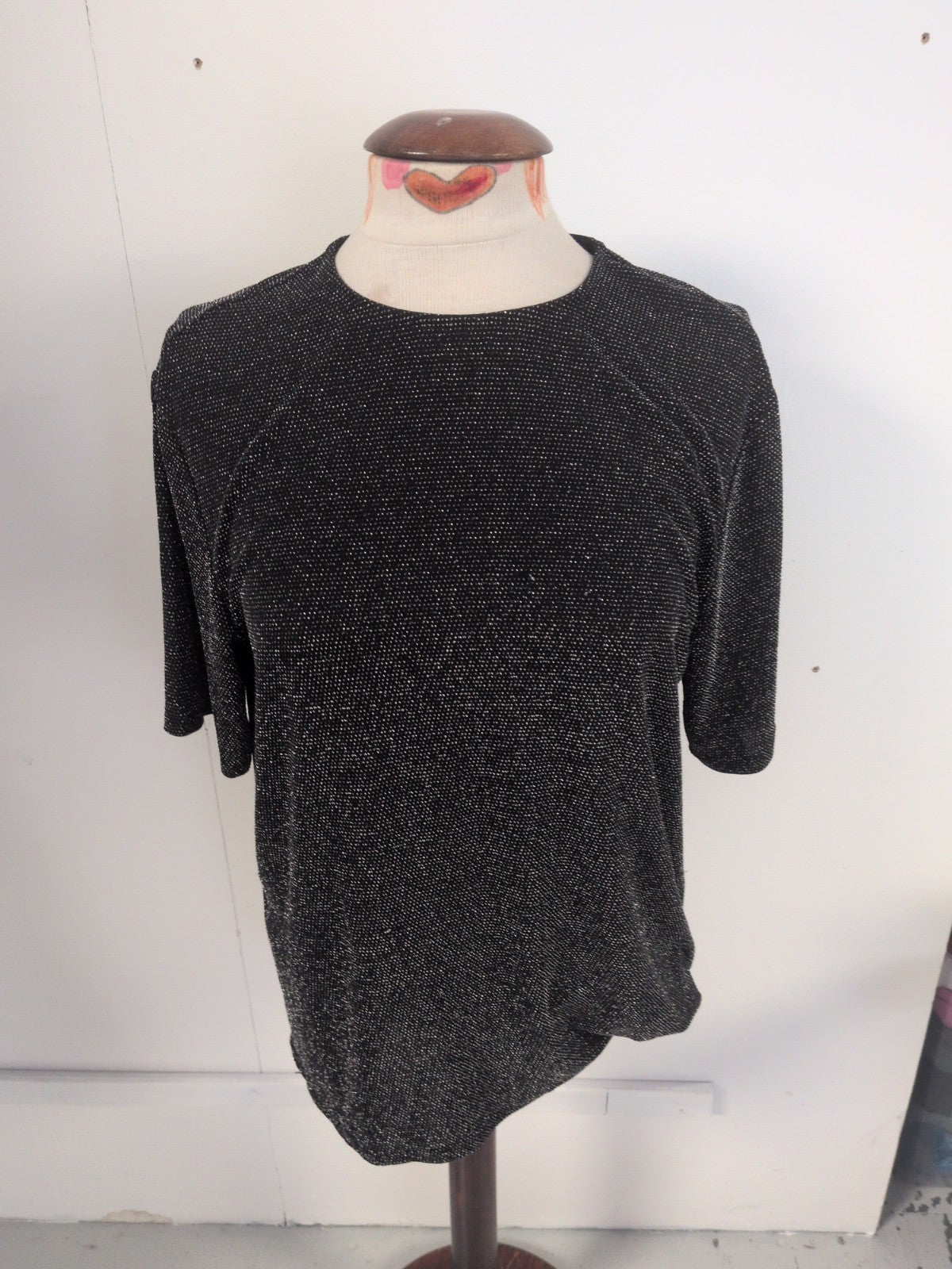 H&M Small/Medium Black And Silver Short Sleeve Blouse T-shirt