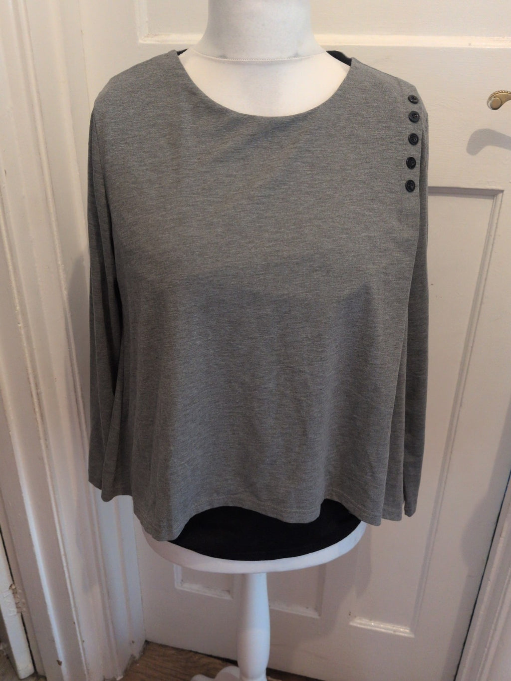 4XL Grey And Black Lined Long Sleeve Blouse