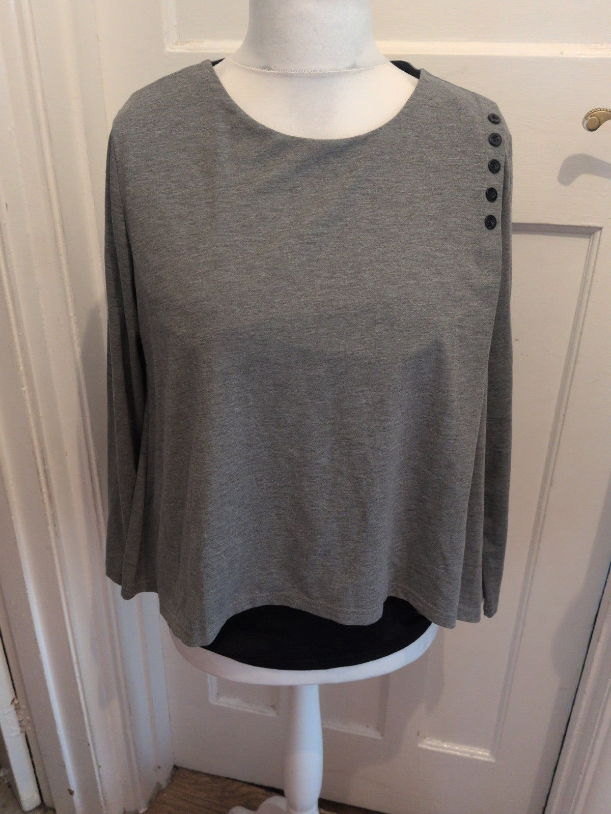 4XL Grey And Black Lined Long Sleeve Blouse